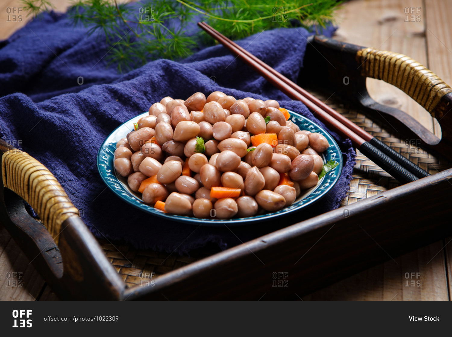 Cold peanuts set out on a table
