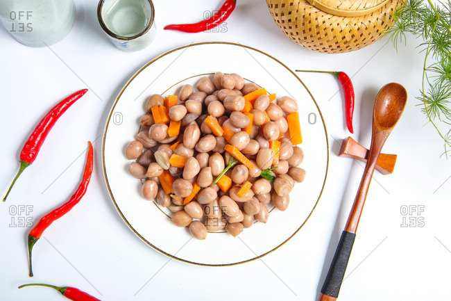 Cold peanuts set out on a table