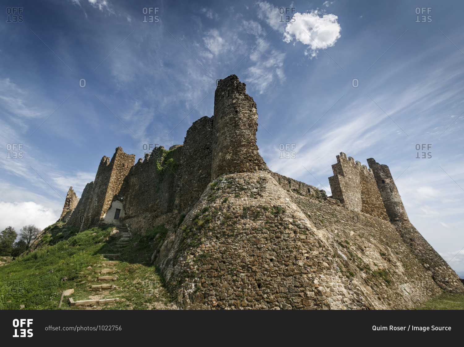 Low angle view of XIII century Castle of Montsoriu, Costa Brava, Spain