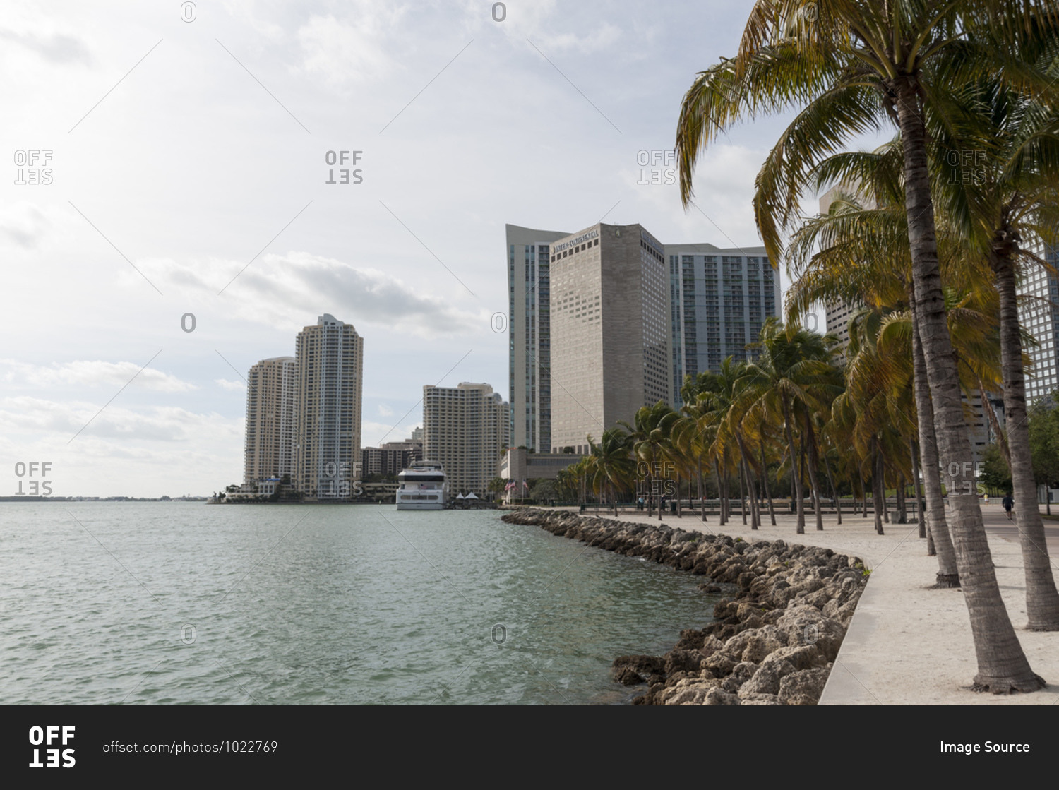 Skyscraper on shoreline, Downtown Miami, Miami, Florida, USA