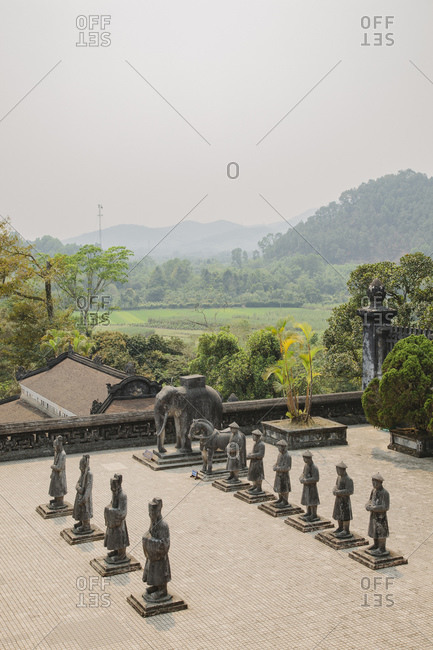 Rows of statues at Minh Mang Tomb, Hue, Vietnam