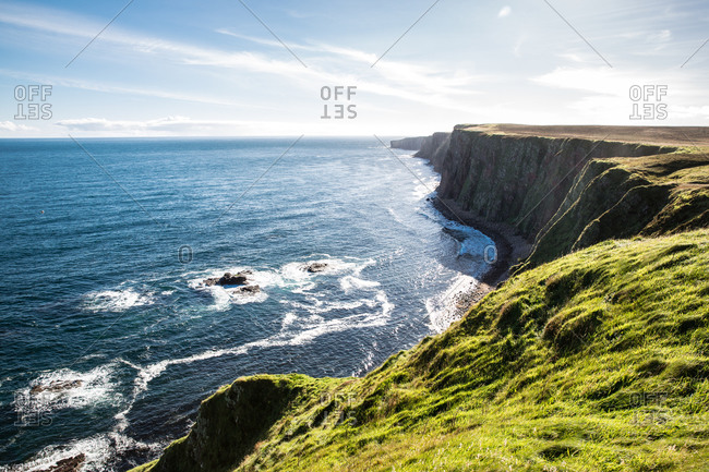 Cliffs on coastline, Duncansby Head, Scotland, UK