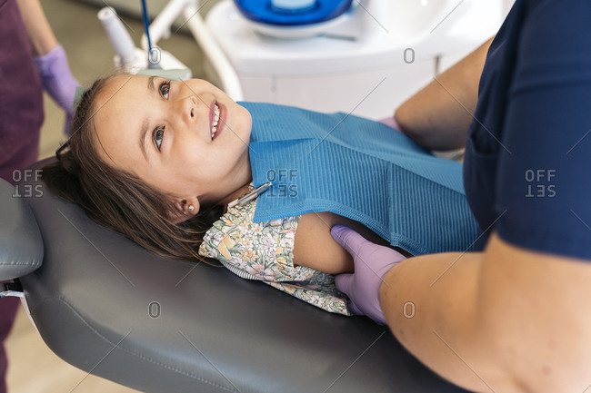 Young girl having a dental exam