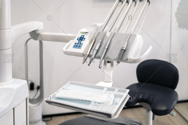 Tools in an exam room in a dental clinic