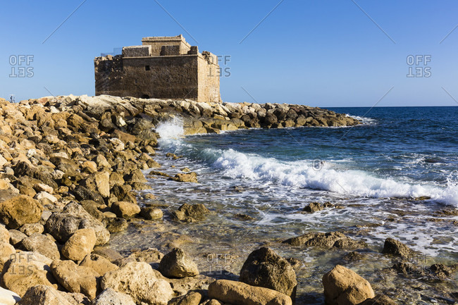 Castle of the 14th century in the harbor of Paphos, Cyprus