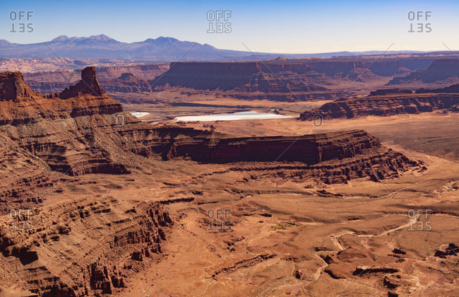 USA, Utah, Moab, Canyonlands National Park, Island in the Sky, view near Grand View Point towards La Sal Mountains