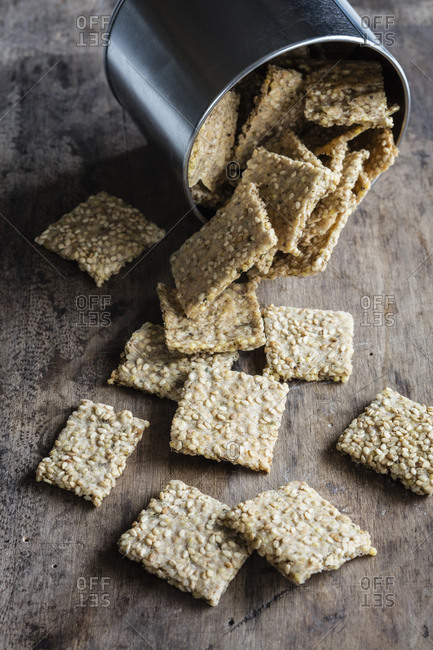 Box of homemade seed crackers