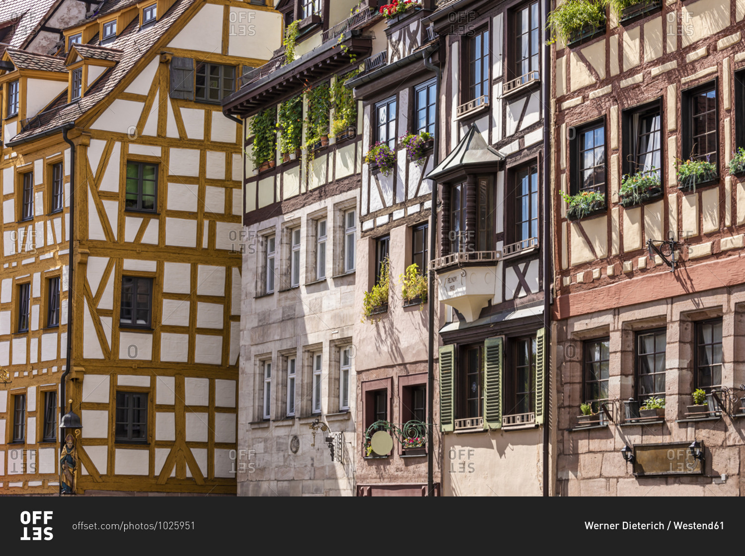 Germany- Bavaria- Nuremberg- Half-timbered medieval town houses