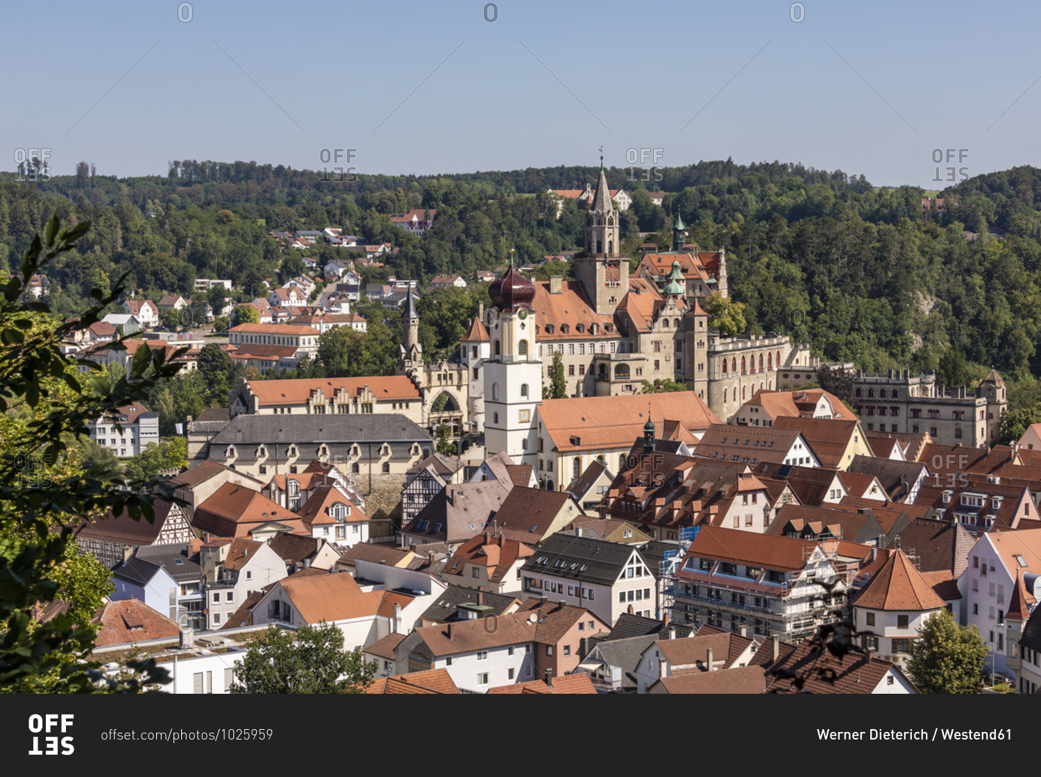 Germany- Baden-Wurttemberg- Sigmaringen- Town houses surrounding Sigmaringen Castle