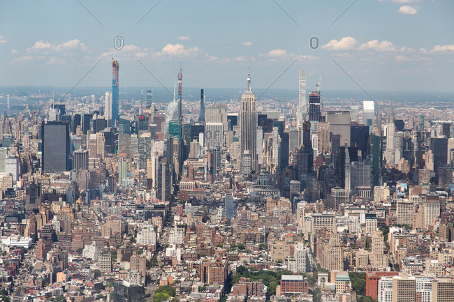 New York, NY, United States - July 1, 2019: Midtown panorama view at midday