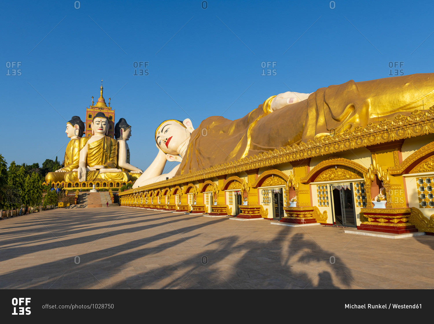 Myanmar- Mon State- Giant statue of reclining Buddha in Pupawadoy Monastery