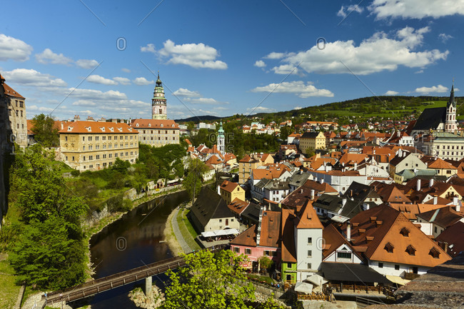 Cesky Krumlov, Krumau, CZ, Czech, Moldau River, Unesco Town, Europe, Bohemia, Bridge