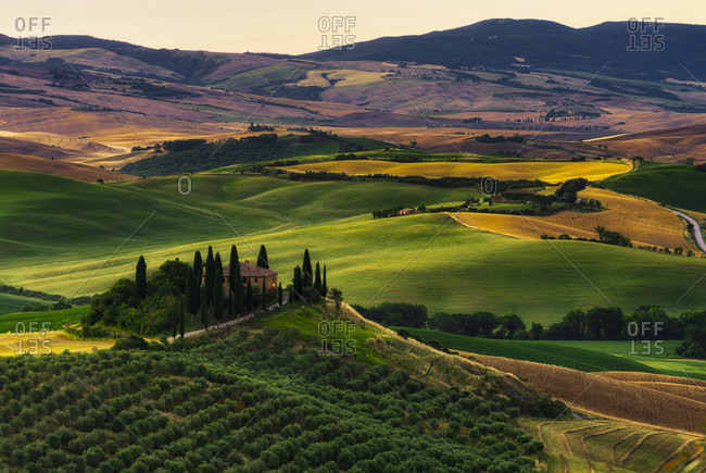 June 21, 2020: Europe, Italy, Val d'Orcia, San Quirico, Pordere Belvedere, Agritourismo, Tuscany, Tuscan Landscape