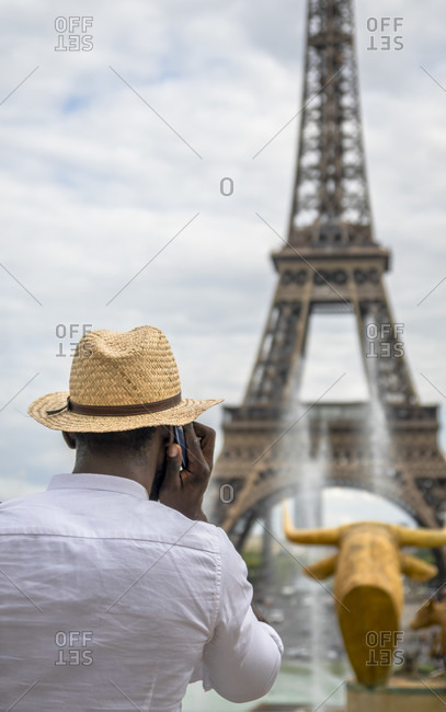 April 14, 2019: Paris, Eiffel tower and sculpture, france