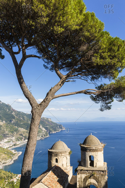 View from the gardens of villa rufolo on the amalfi coast