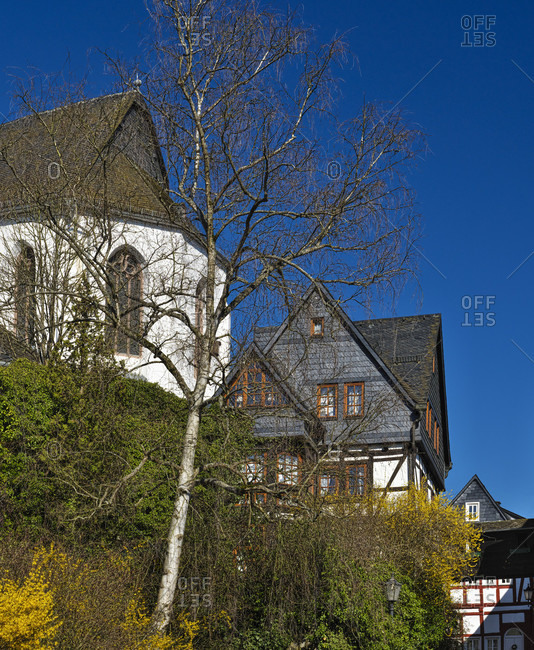Europe, germany, hesse, lahn-dill-bergland nature park, city of herborn, possibly. stadtkirche (parish church of st. peter) on kirchberg, looking towards the northwest