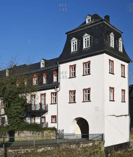 Europe, germany, hesse, nassau-dillenburg, orange city dillenburg, german half-timbered street, untertor with former city castle