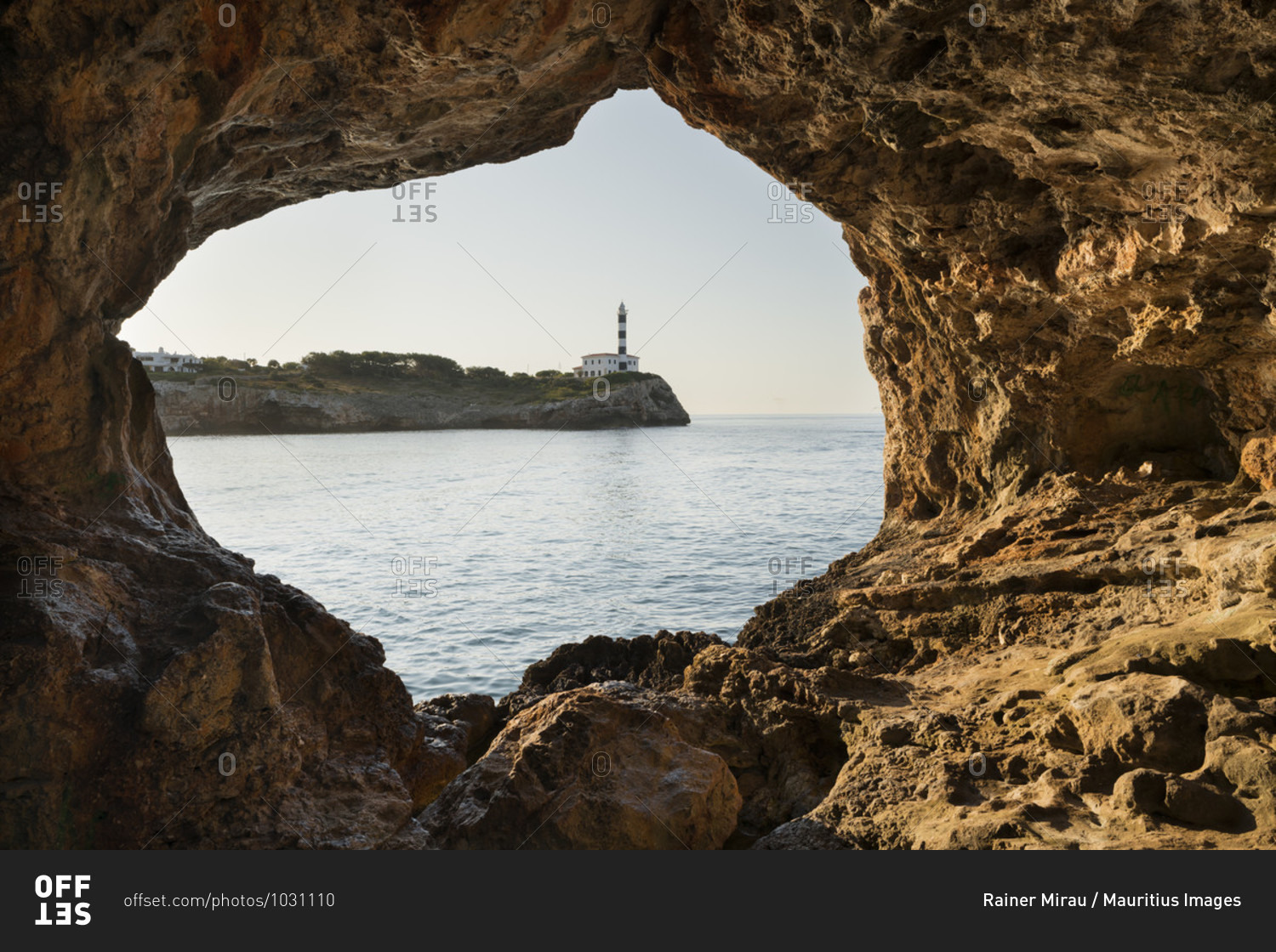 Lighthouse in portocolom, cova foradada, mallorca, balearic islands, spain