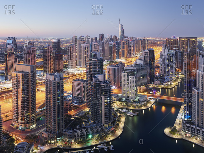 January 18, 2020: View over the dubai marina, dubai, united arab emirates