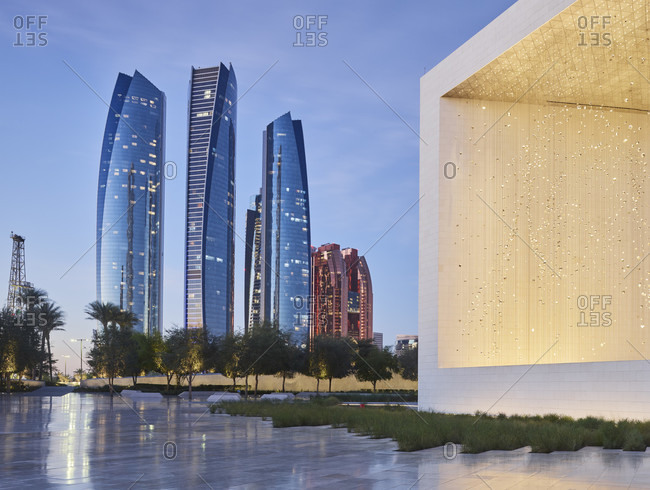 January 19, 2020: Sheikh zayed founder's memorial, etihad towers, abu dhabi, united arab emirates
