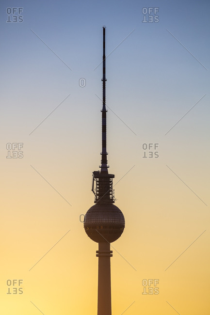 Germany - August 22, 2018: The television tower at Alexanderplatz in Berlin