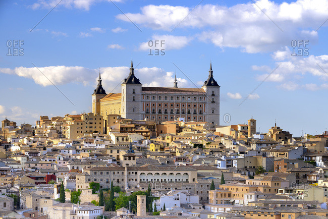 View over Alcazar de Toledo and Toledo old town city center