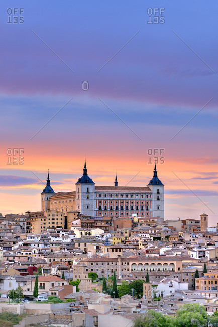 View over Alcazar de Toledo and Toledo old town city center