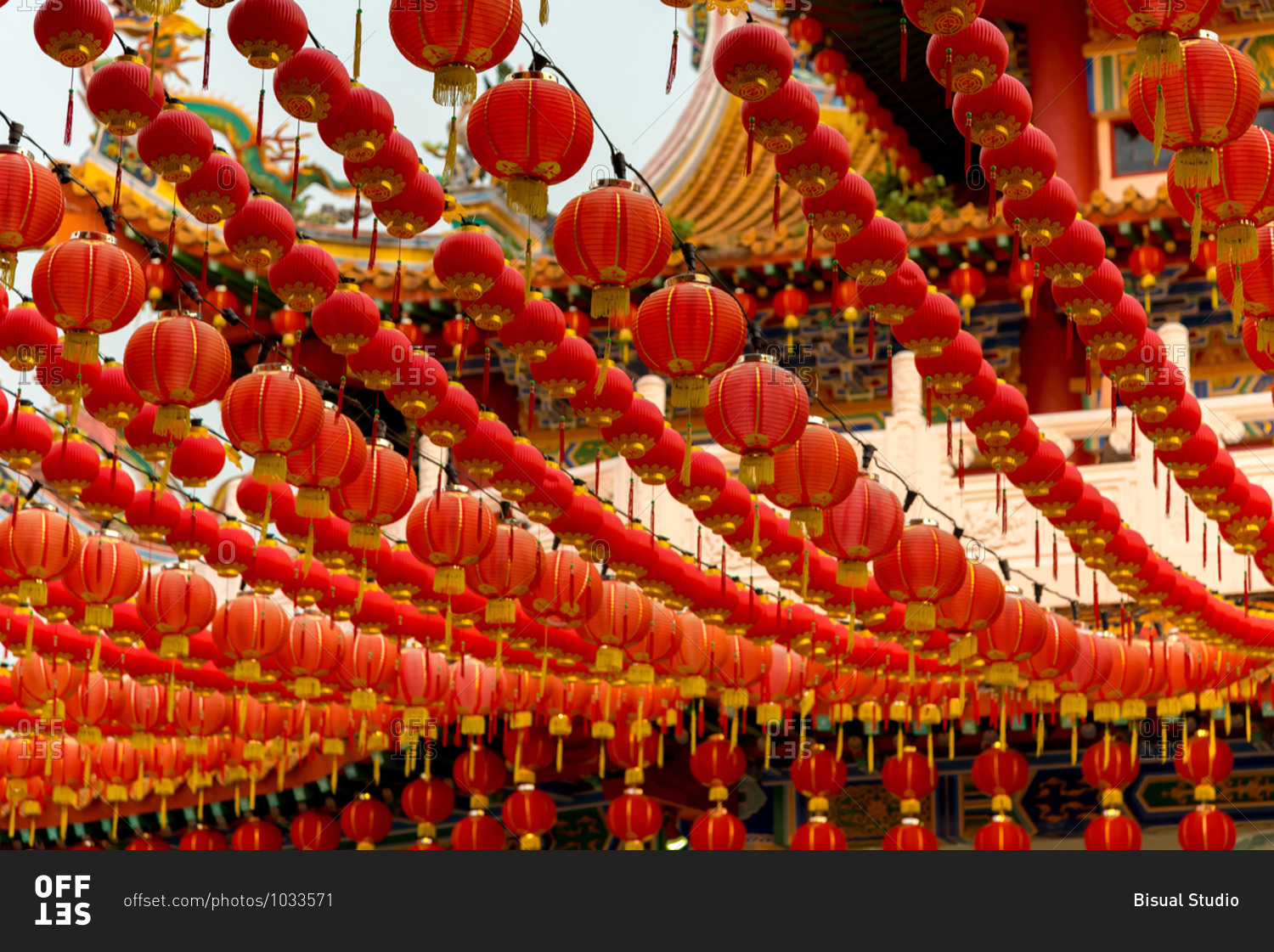 Chinese Temple full of red lanterns in Kuala Lumpur, Malaysia
