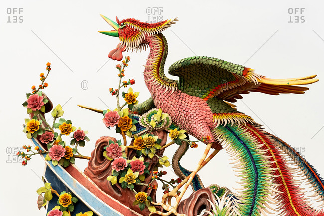 Colorful Chinese bird in Thean Hou Temple in Kuala Lumpur, Malaysia