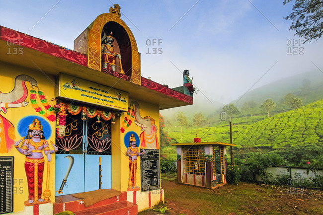October 20, 2017: Lakshmi tea estate temple devoted to Aravan of the Tamil Kuttantavar Cult, many tea workers are Tamil, Munnar, Kerala, India, Asia