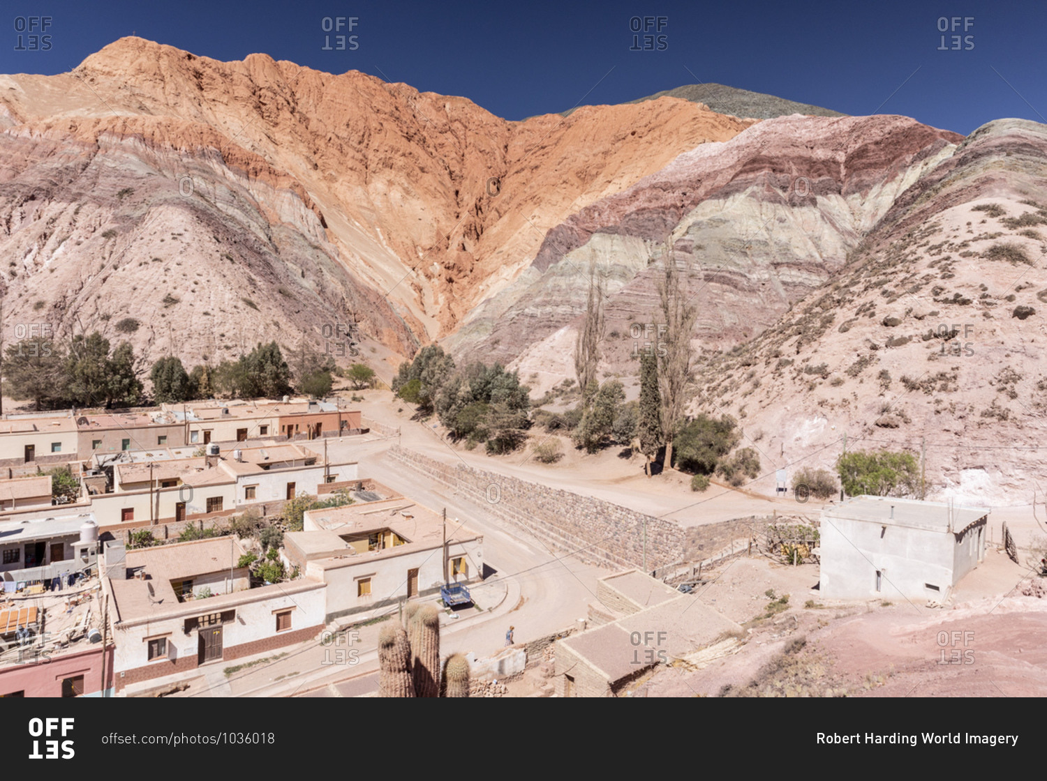 The village of Purmamarca, at the base of Seven Colors Hill, Jujuy province of northwest Argentina, South America