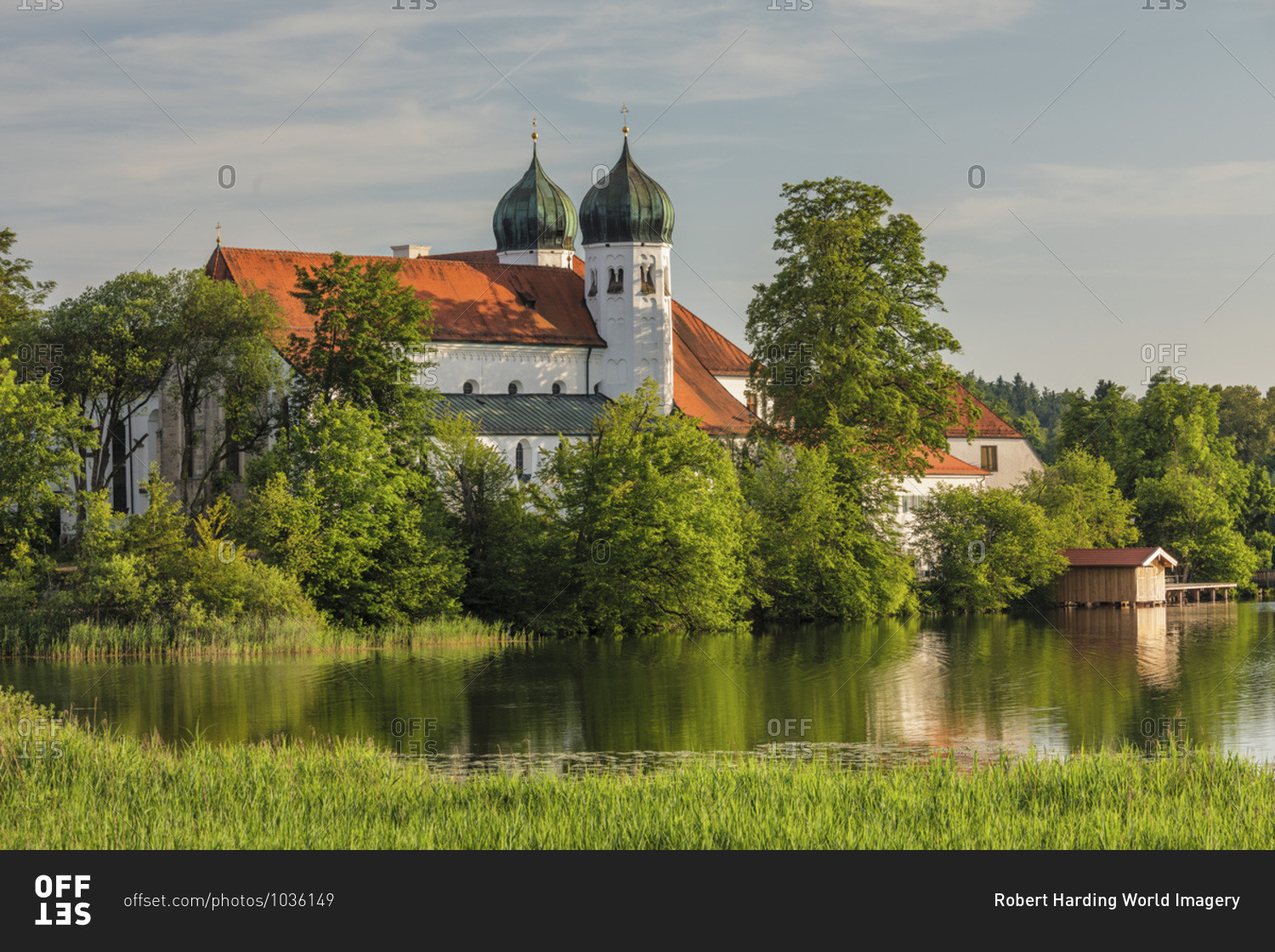 Seeon Abbey at Lake Seeoner See, Chiemgau, Chiemgau Alps, Upper Bavaria, Germany, Europe
