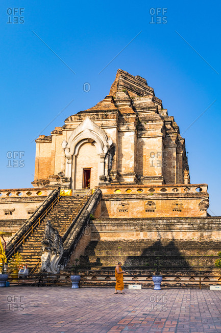 February 23, 2018: Wat Chedi Luang, Chiang Mai, Northern Thailand, Thailand, Southeast Asia, Asia