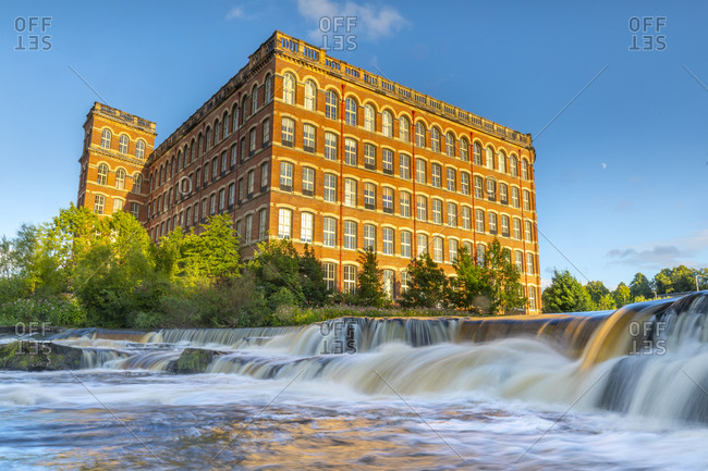 Anchor Mill and waterfall on the River Cart, Paisley, Renfrewshire, Scotland, United Kingdom, Europe