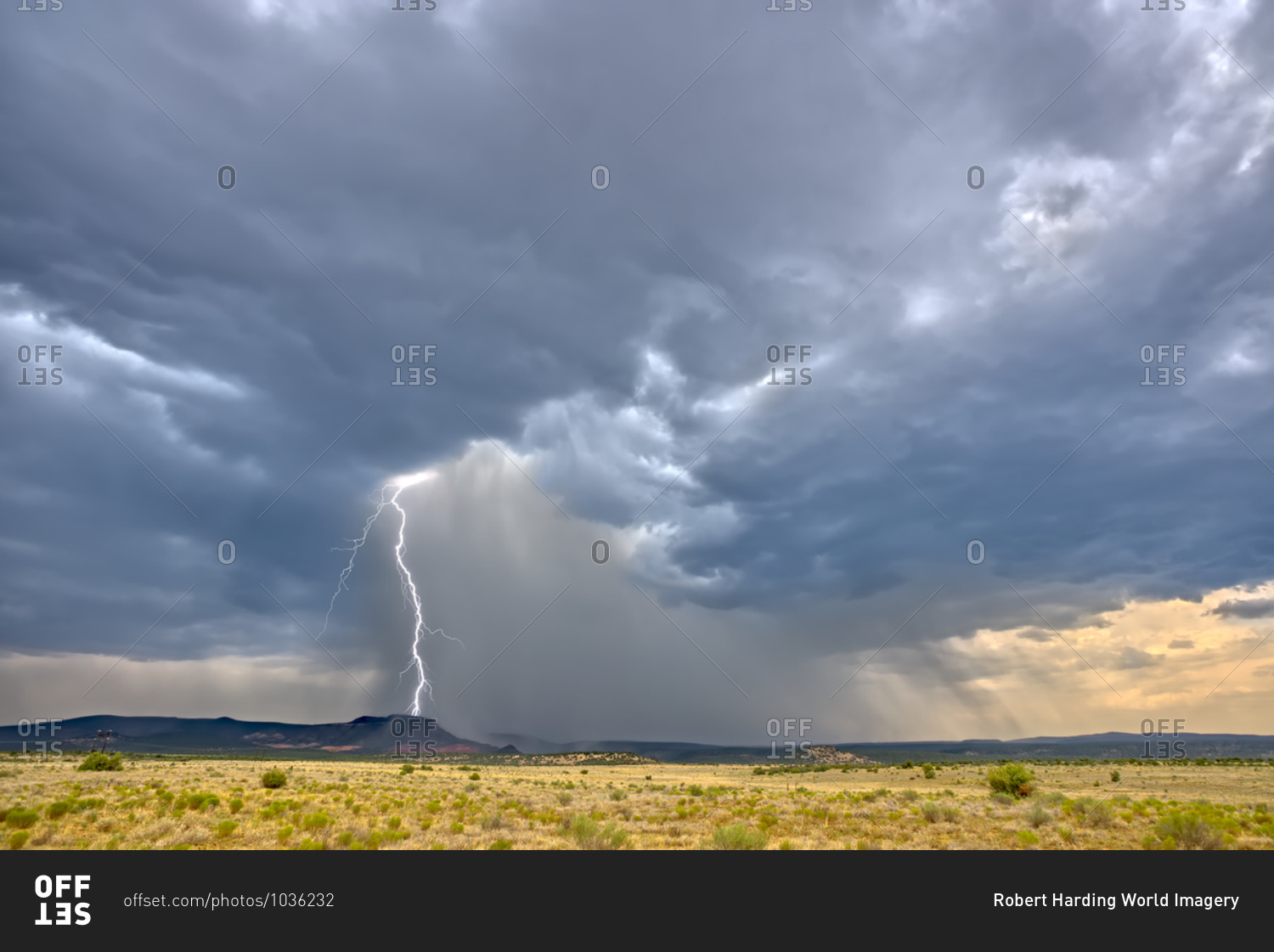 A massive monsoon storm moving over Matterhorn Mesa north of Drake, viewed from Forest Service Road 492, Arizona, United States of America, North America