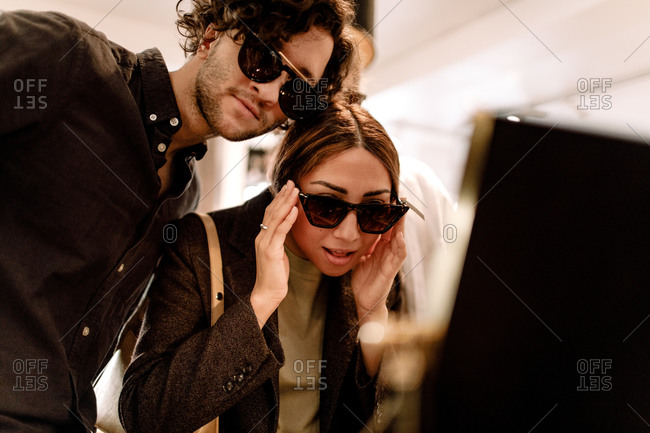 A woman in futuristic clothes stock photo - OFFSET