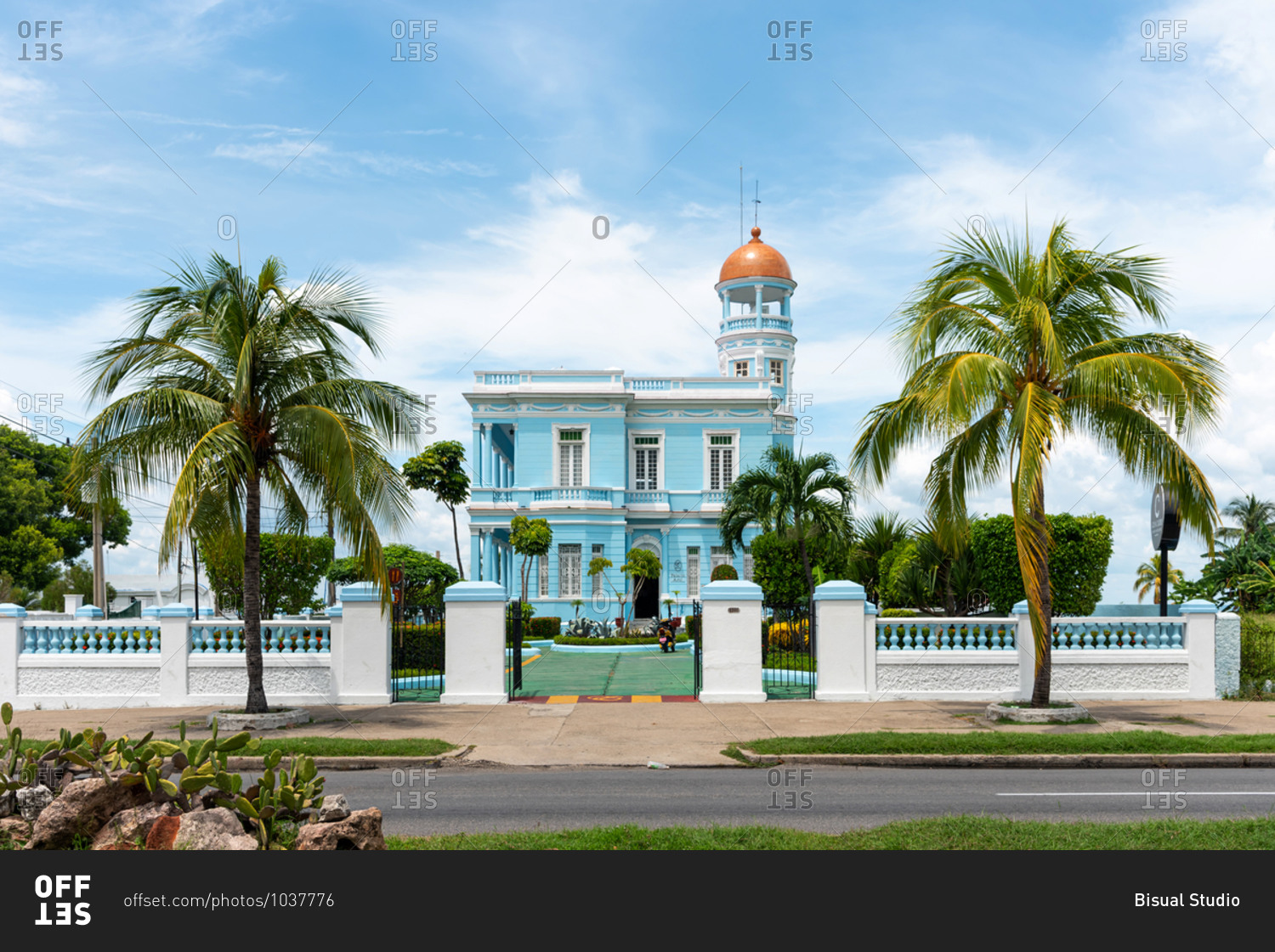 August 28, 2019: Blue Palace, a sample of Neoclassical colonial architecture. Cienfuegos, Cuba