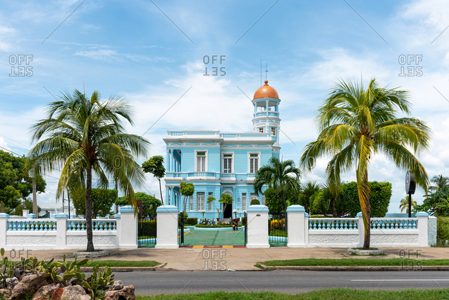 August 28, 2019: Blue Palace, a sample of Neoclassical colonial architecture. Cienfuegos, Cuba