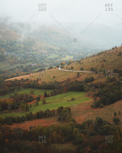 Foggy weather in Larboust Valley in Hautes Pyrenees