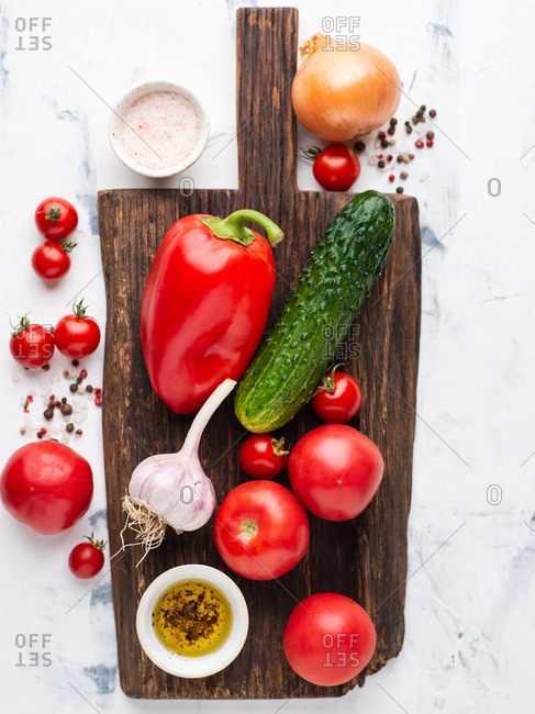 Fresh Chopped Vegetables on White Background Stock Photo - Image