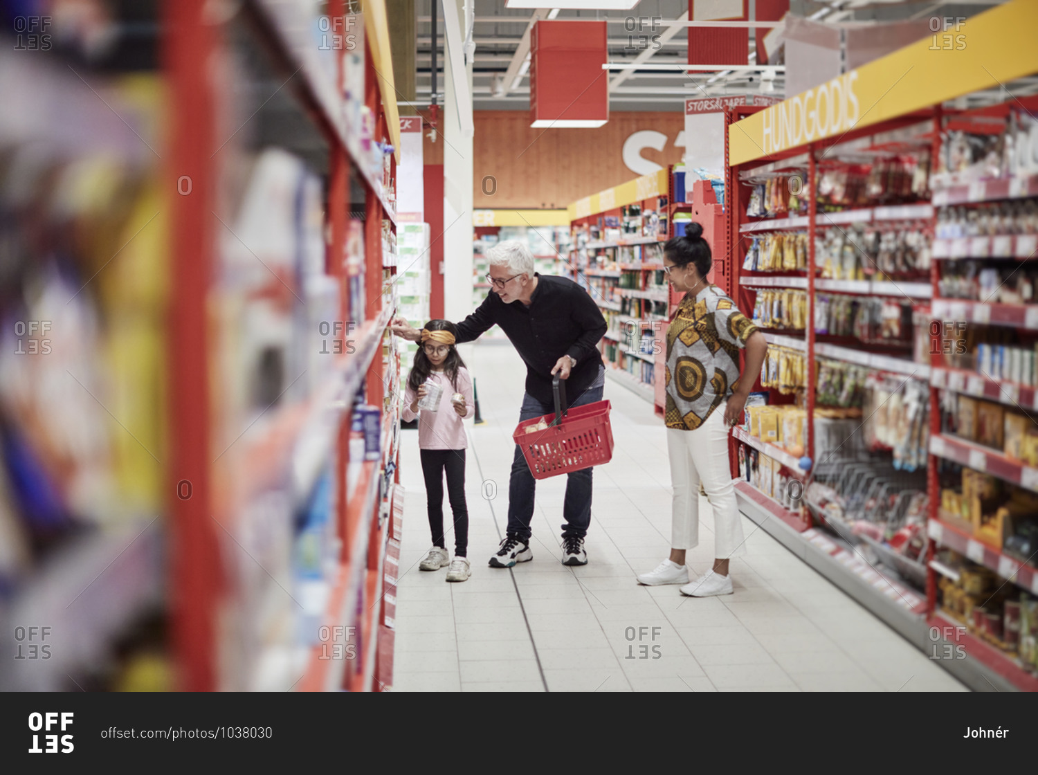 Family doing shopping in supermarket. Detailed shot.