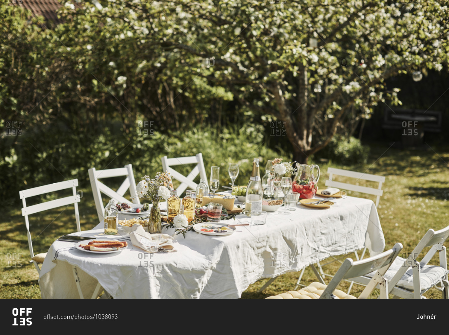 Table set in garden. Detailed shot.