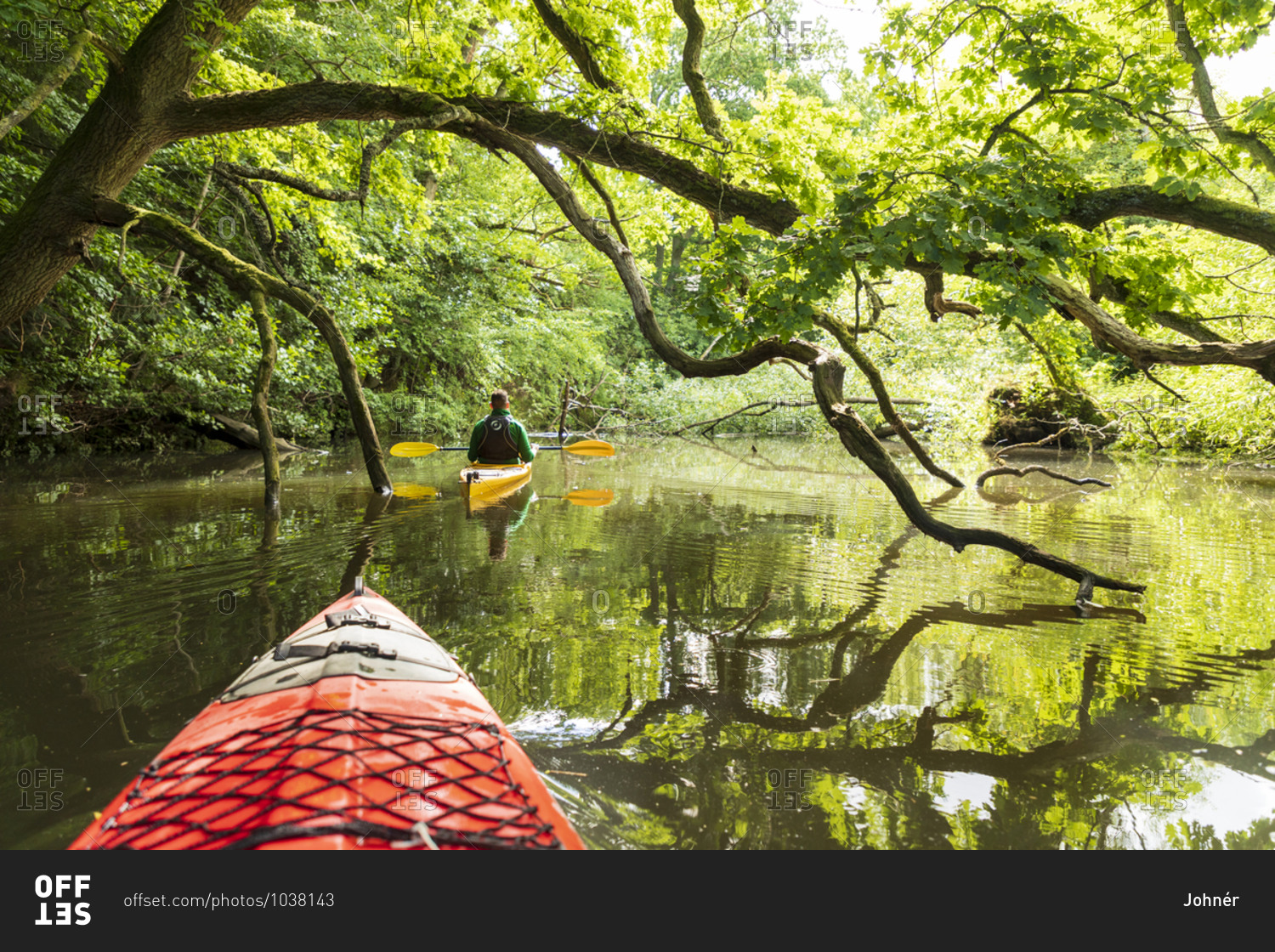Kayaking on river. Detailed shot.