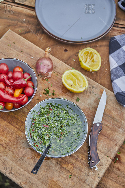 Chimichurri Made from Scratch at Campground Barbecue