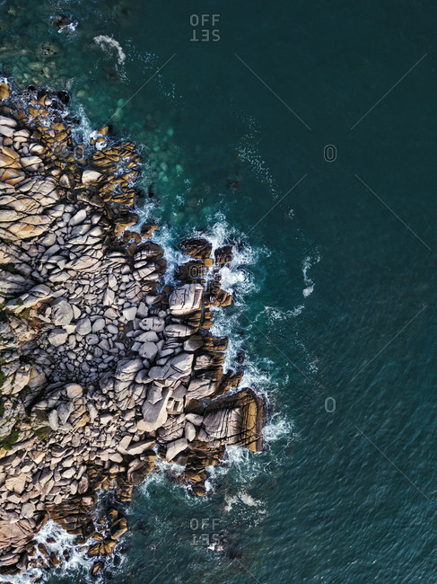 Aerial view of rocky coastline