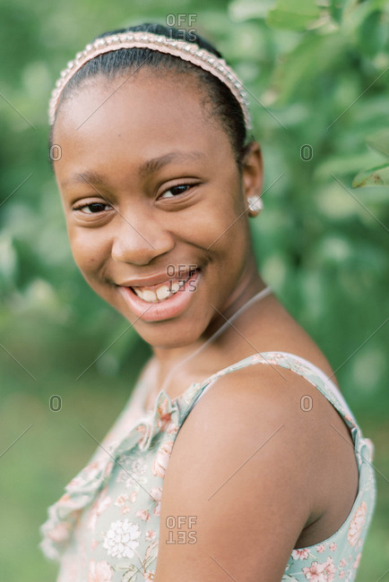 Portrait of a beautiful happy tween girl