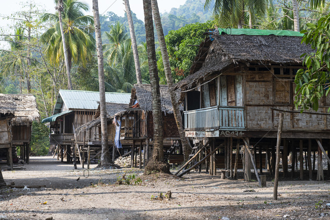 Myanmar- Tanintharyi Region- Moken- Gypsy village on Dome Island