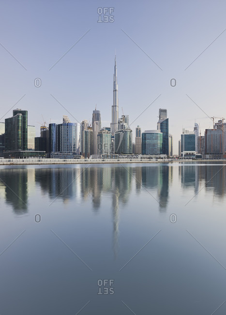 January 20, 2020: Skyscraper, Business Bay, Burj Khalifa, Dubai, United Arab Emirates