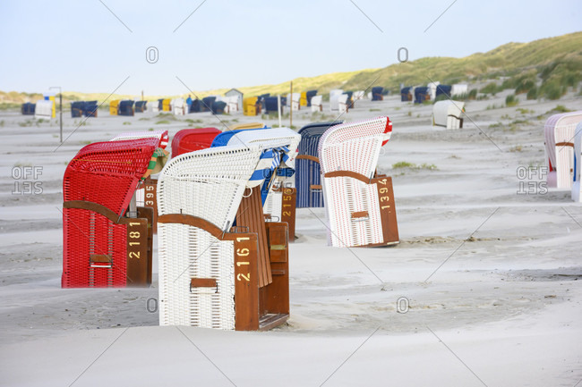 Germany, Lower Saxony, East Frisia, Juist, beach chairs