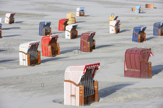 Germany, Lower Saxony, East Frisia, Juist, beach chairs.